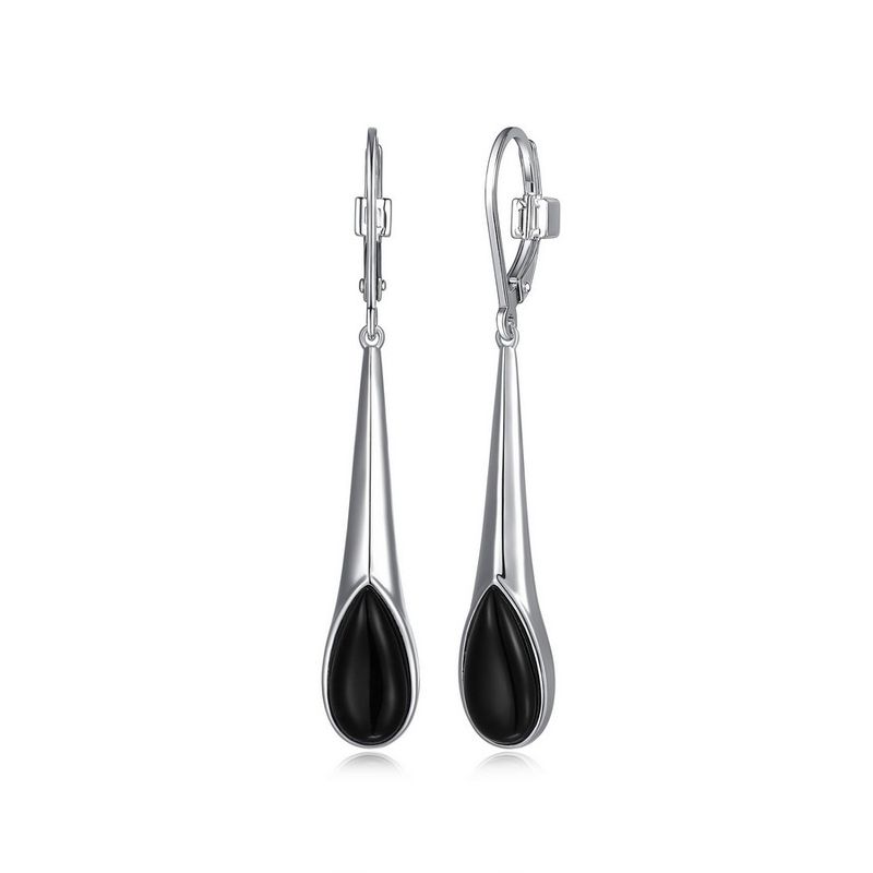 ELLE Sterling Silver Ethereal Drop Black Onyx Earrings R2LCQZ2703