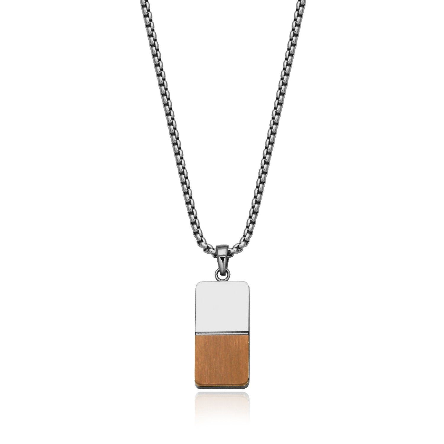 SteelX Necklace Stainless Steel - Dog Tag Two Tone Coffee 22" T3XH510122