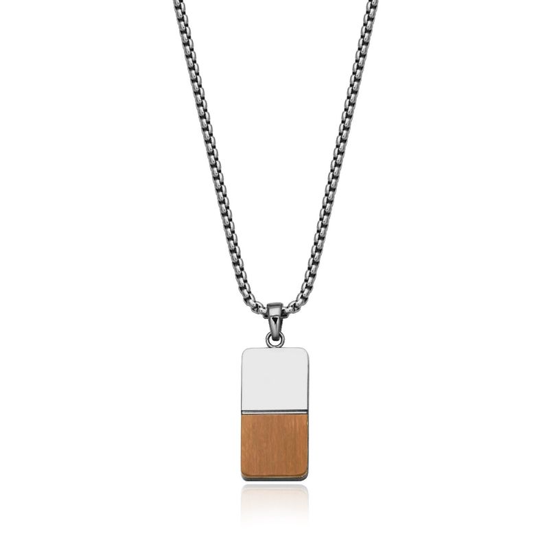 SteelX Necklace Stainless Steel - Dog Tag Two Tone Coffee 22" T3XH510122
