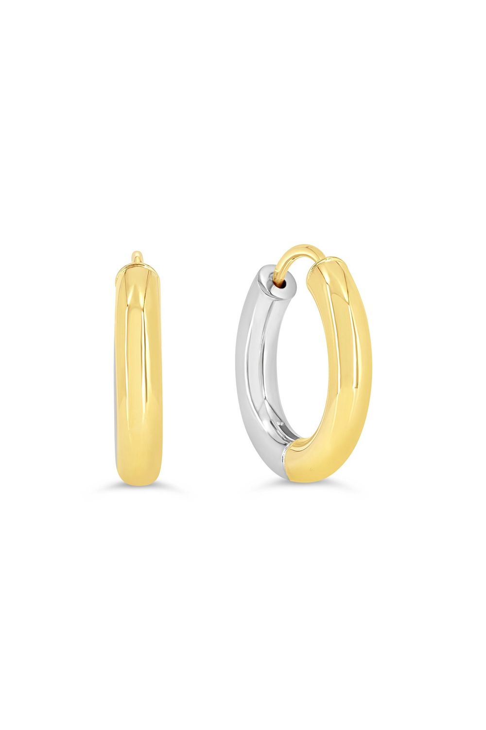 Bella Earrings 10K Yellow &amp; White Gold Hoops 1027
