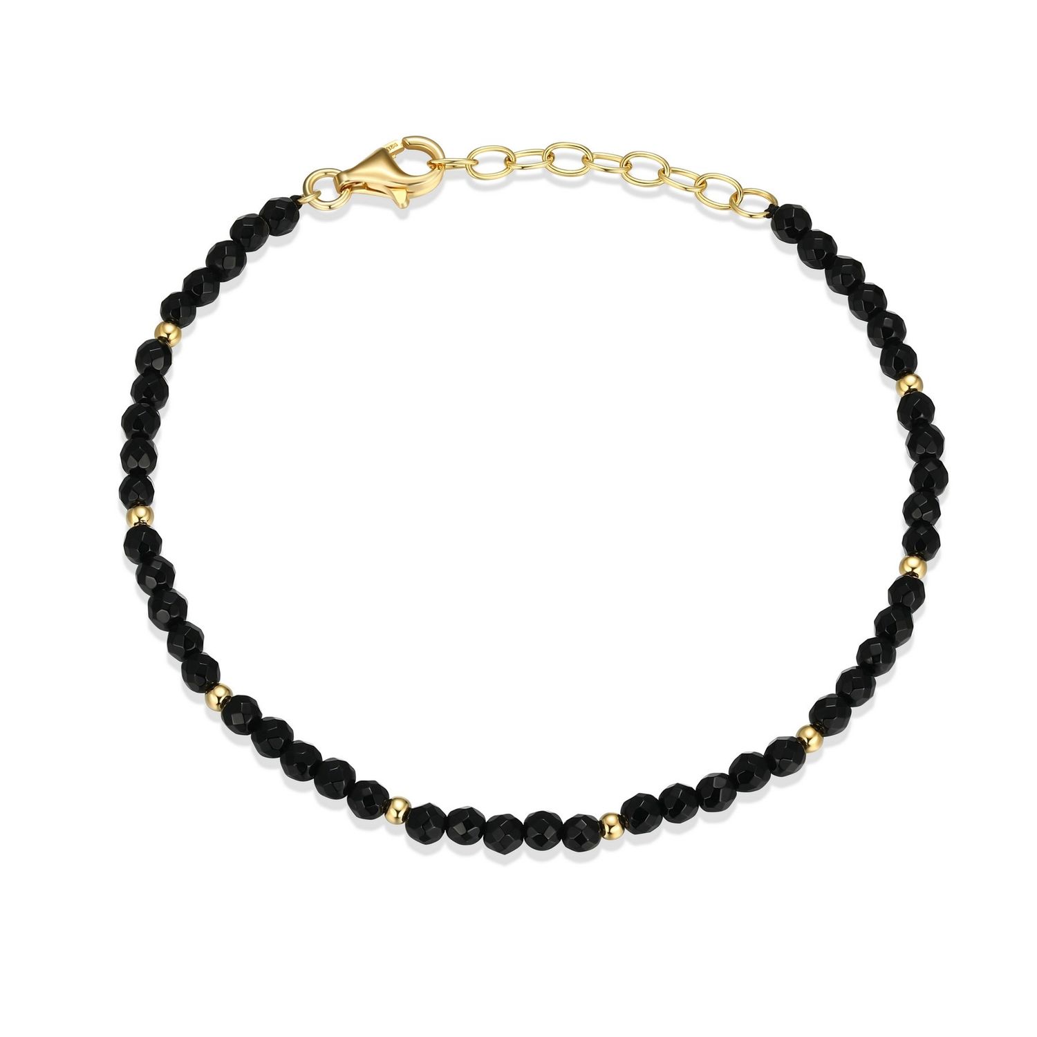 Reign Sterling Gold Plated Black Agate Bracelet 31ACFH274Q