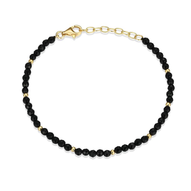 Reign Sterling Gold Plated Black Agate Bracelet 31ACFH274Q