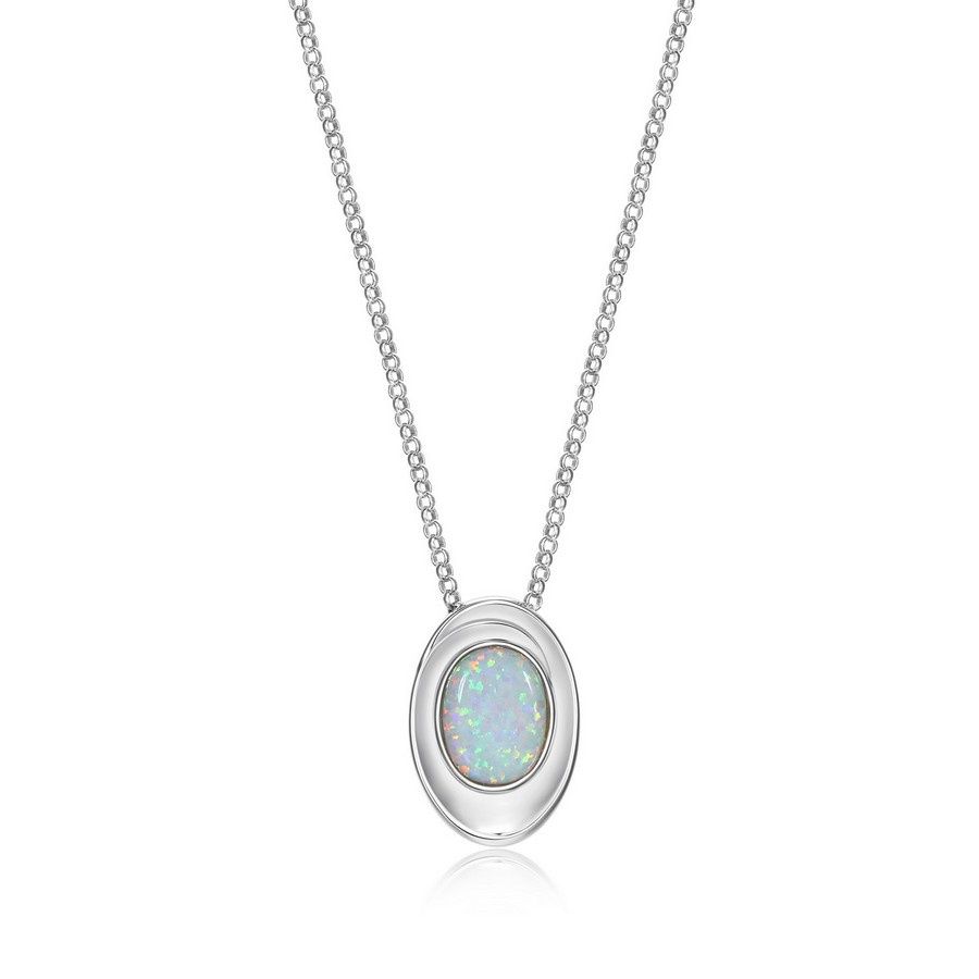 ELLE Sterling Silver Swirl Opal Necklace R0LBYT3946