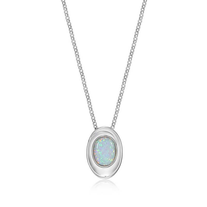 ELLE Sterling Silver Swirl Opal Necklace R0LBYT3946