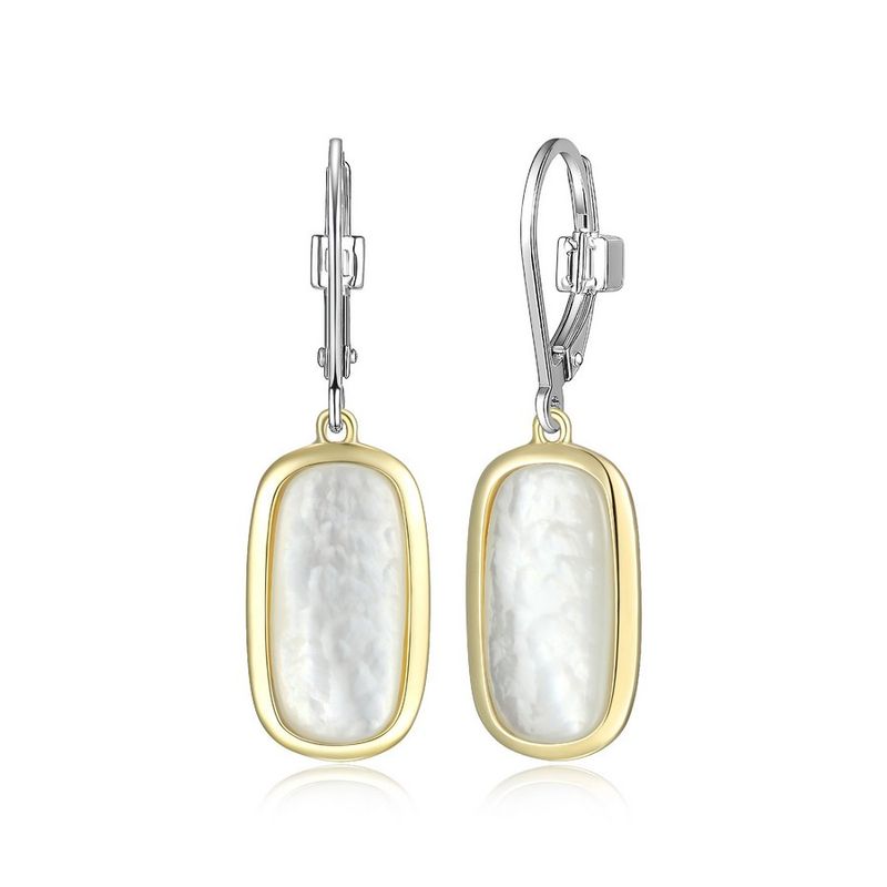 ELLE Sterling Silver Allure 2-Tone Mother of Pearl Earrings 32LCRYA903