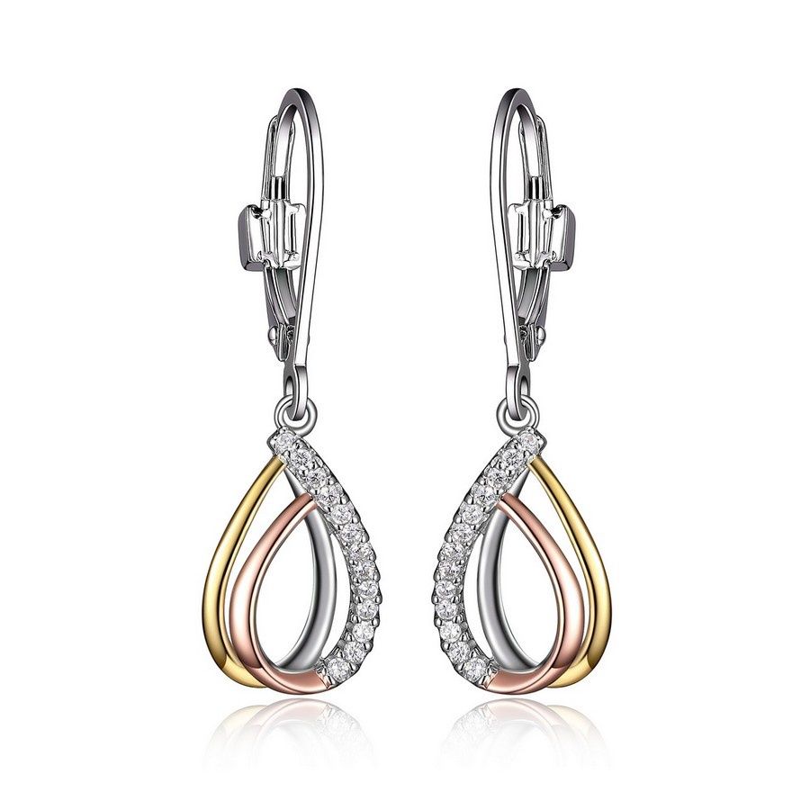 ELLE Sterling Silver Ocean 3-Tone Pear Earrings R2LCCN0003