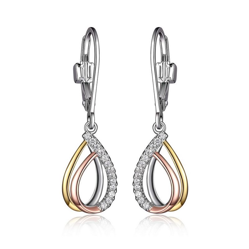 ELLE Sterling Silver Ocean 3-Tone Pear Earrings R2LCCN0003