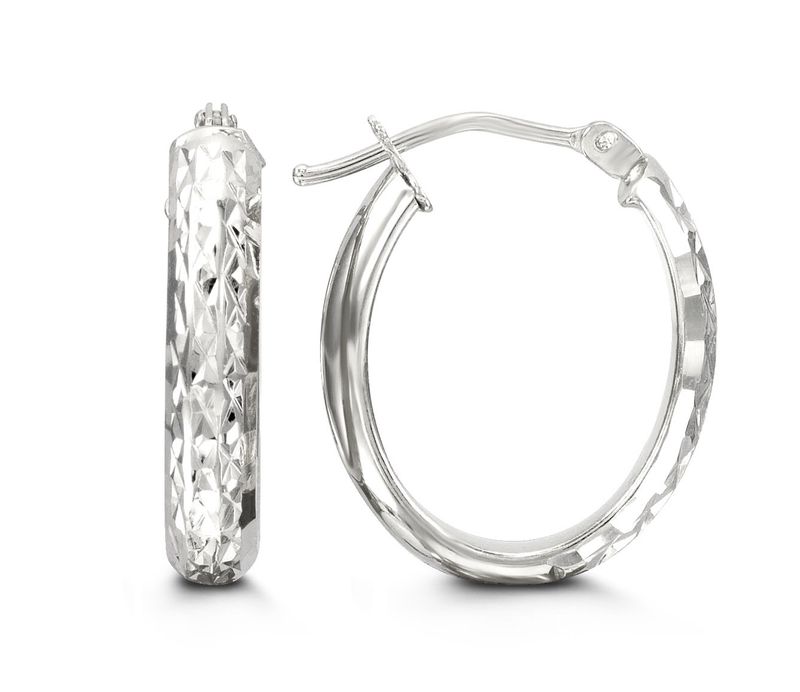 Bella Earrings 10KW Diamond-Cut Oval Hoop 1041F
