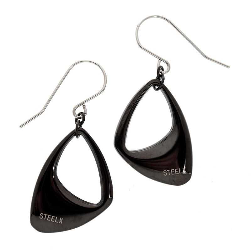 SteelX Earrings Stainless Steel - Black Triangle Drop T2X1090400