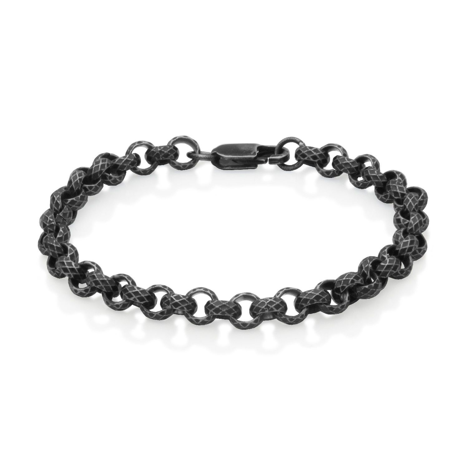 SteelX Bracelet Stainless Steel - Antique Black Textured Rolo T1XH390485