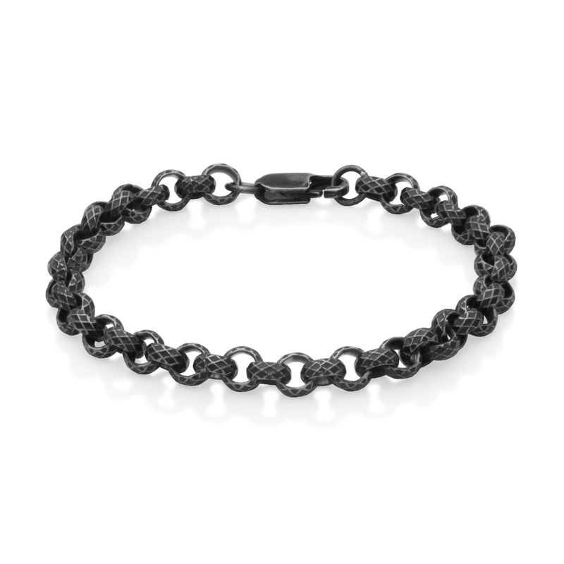 SteelX Bracelet Stainless Steel - Antique Black Textured Rolo T1XH390485