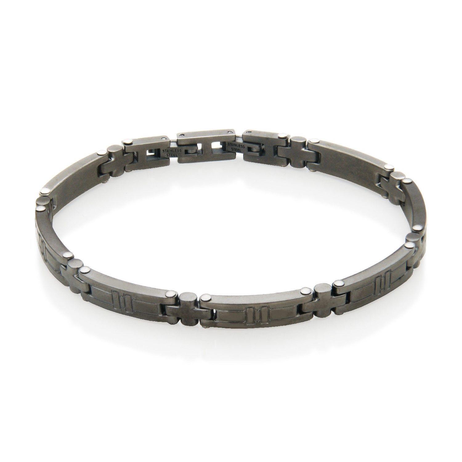 SteelX Bracelet Stainless Steel - Gun Plated Adjustable Link T1XH380580