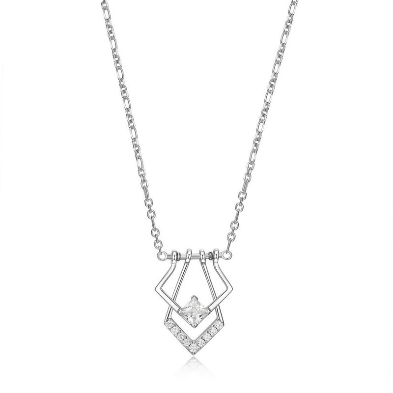 ELLE Sterling Silver Art Deco Geometric Necklace R0LBZ50044
