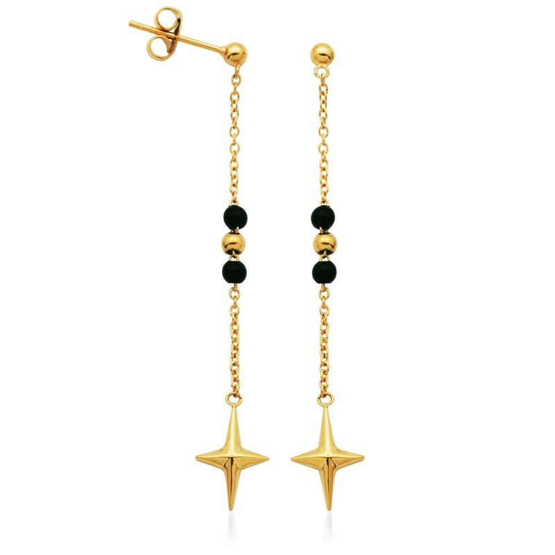 SteelX Earrings Stainless Steel - Gold Plated Star Chain Stud T2XE540200
