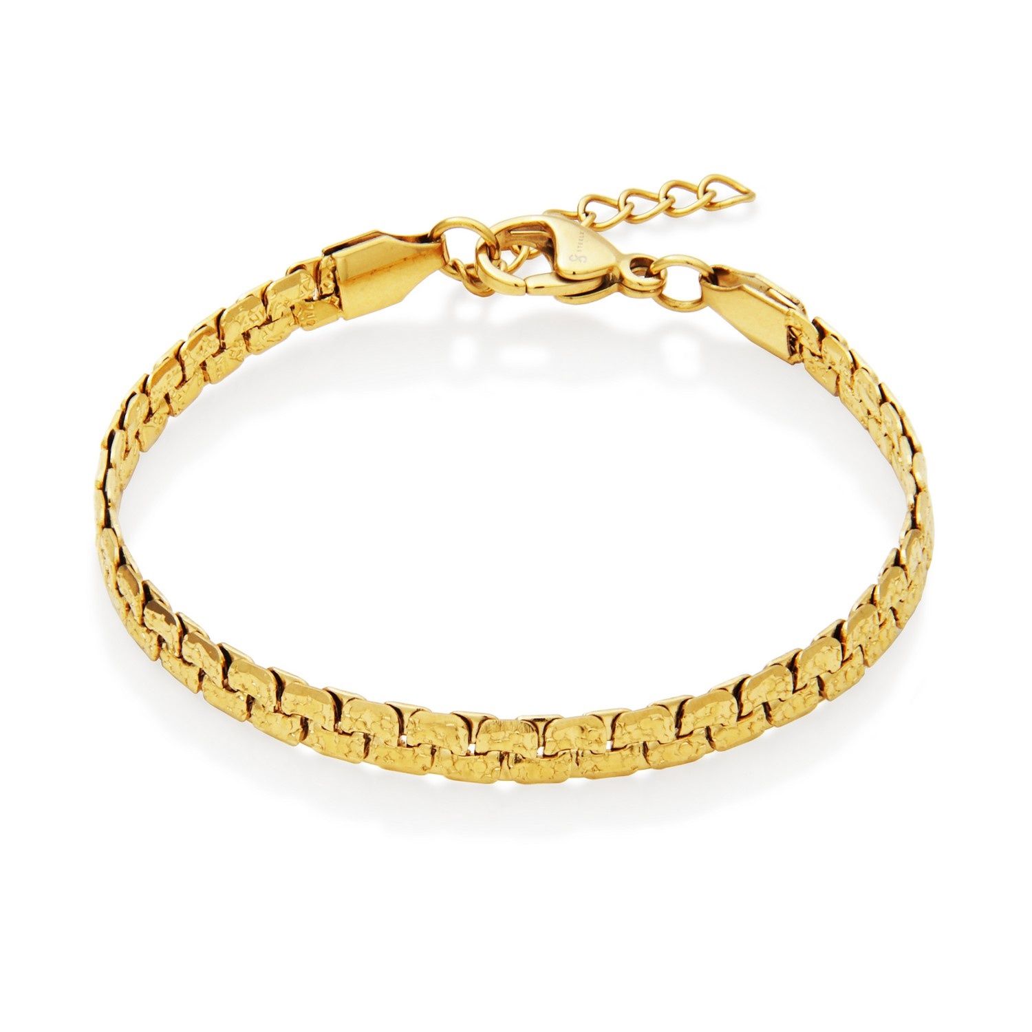 SteelX Bracelet Stainless Steel - Gold Plated Textured Fancy LinkT1XJ040265