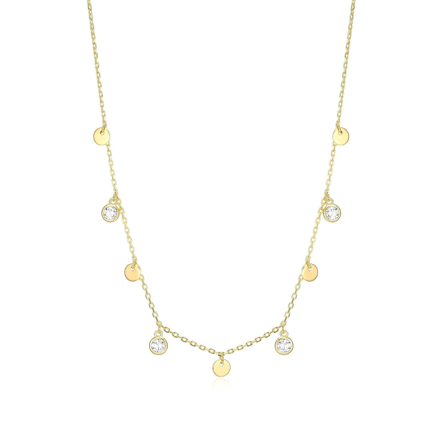 Reign Sterling Gold Plated Mini Disc Charm Necklace 30A7WA0044