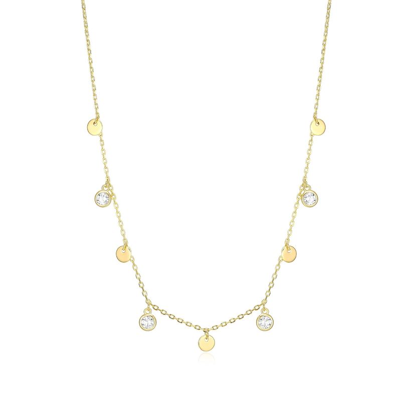 Reign Sterling Gold Plated Mini Disc Charm Necklace 30A7WA0044