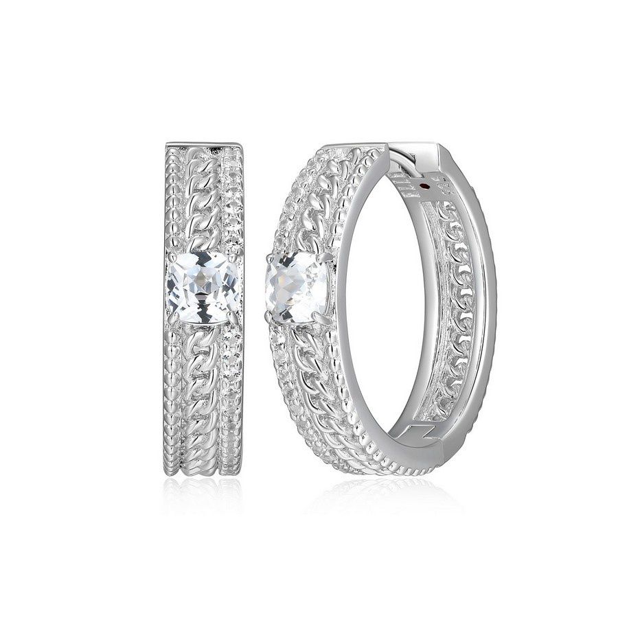 ELLE Sterling Silver Weave White Sapphire Earrings R2LCT7DC9V