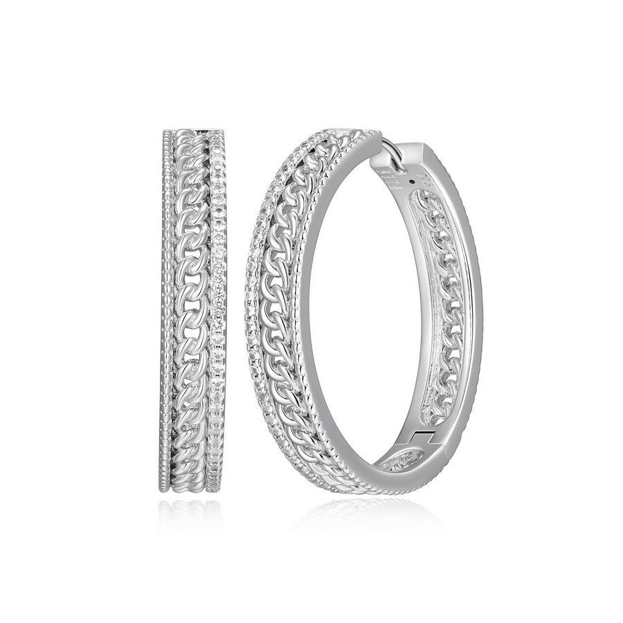ELLE Sterling Silver Weave White Sapphire Earrings R2LCT8DC8F