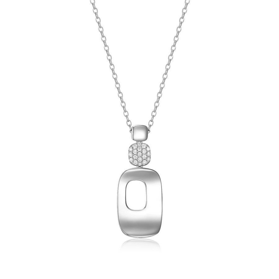 ELLE Sterling Silver Lookout Rectangle Cut Out Necklace R0LBYF004T