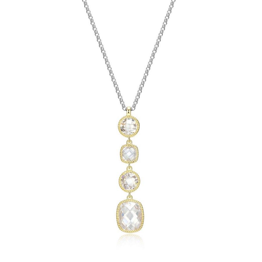 ELLE Sterling Silver Essence Multi-Shape Checkerboard Necklace R0LBZN9746