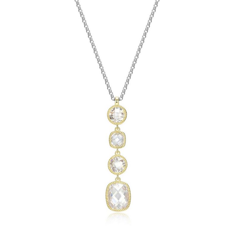 ELLE Gold Plated Sterling Silver Multi-Shape Checkerboard Necklace R0LBZN9746 Essence