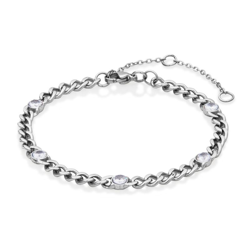 SteelX Bracelet Stainless Steel Station Chain with Cubic Zirconia T1XJ090170