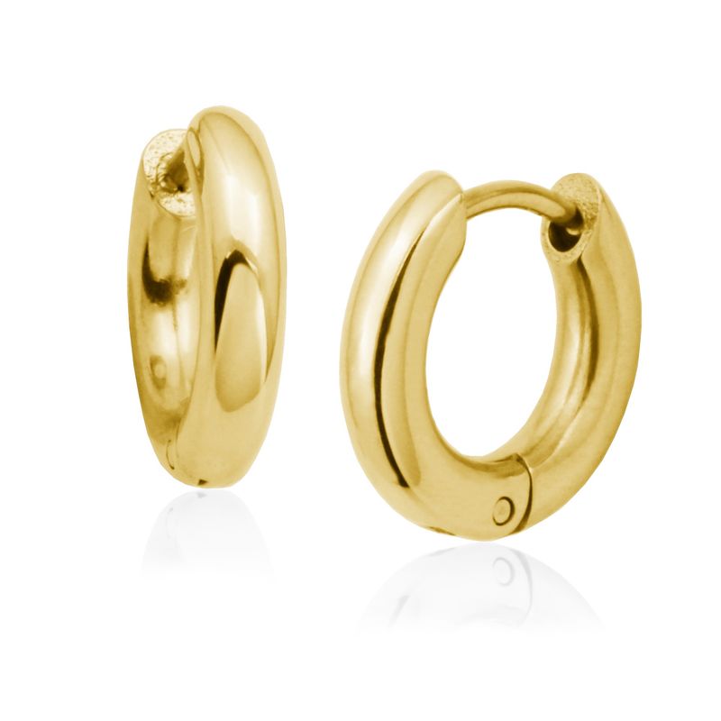 SteelX Earrings Stainless Steel - 13MM Gold Plated Polished Huggies T2XE120280