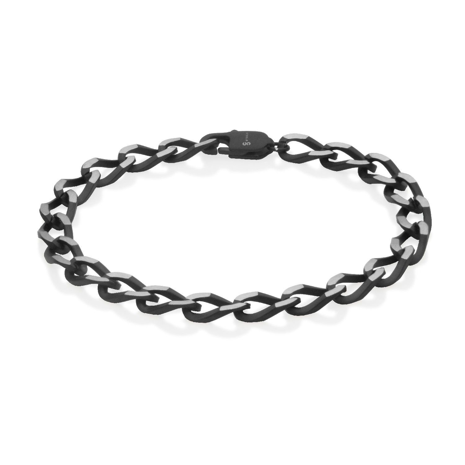SteelX Bracelet Stainless Steel - Black Plated Curb Matte T1XH370485