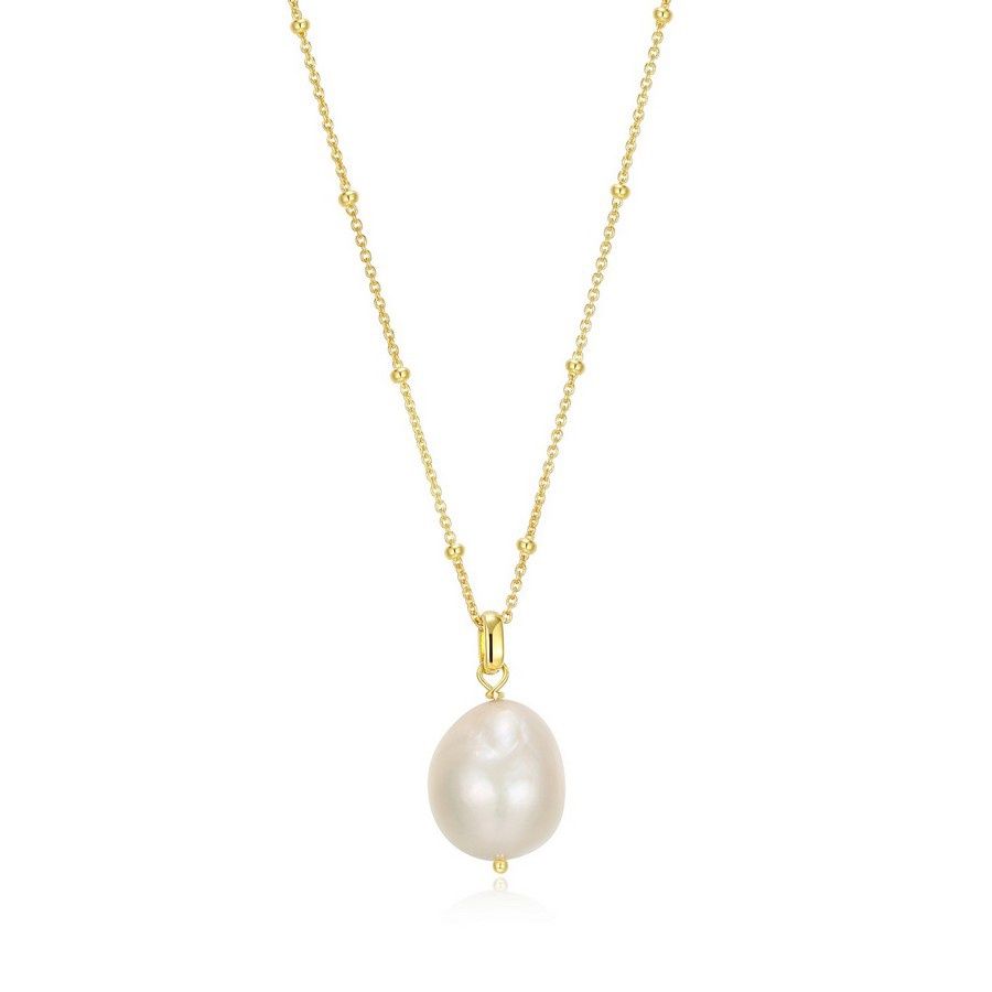 ELLE Sterling Gold Plated Genesis White Pearl Necklace 30LC034546