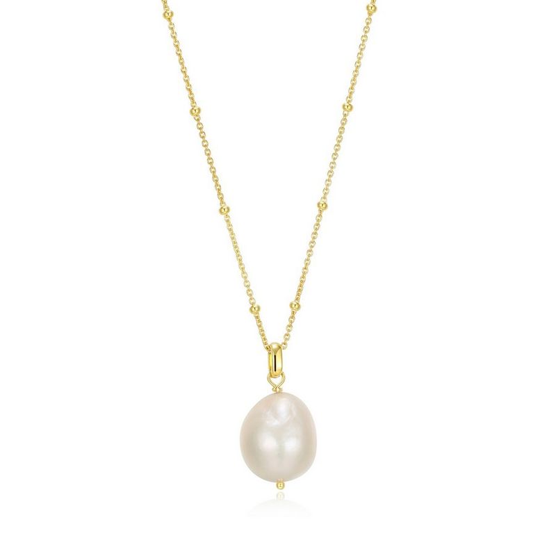 ELLE Sterling Gold Plated Genesis White Pearl Necklace 30LC034546