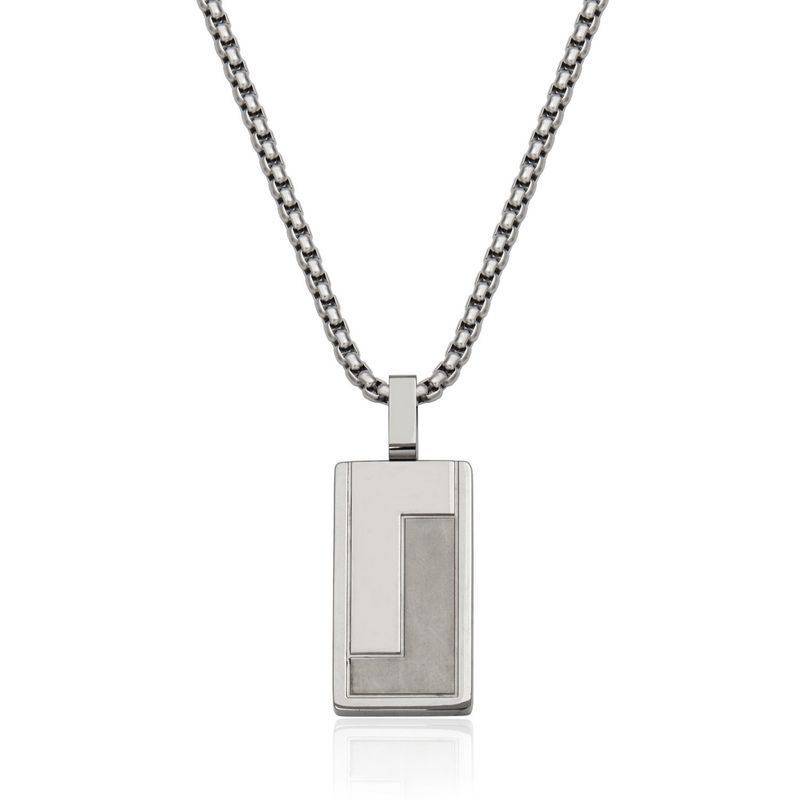SteelX Necklace Stainless Steel - Dog Tag Polished &amp; Matte 22" T3XJ140122