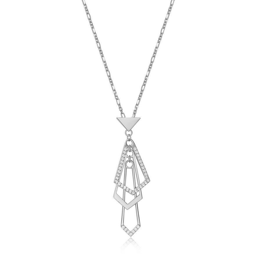 ELLE Sterling Silver Art Deco Geometric Necklace R0LBZ40044