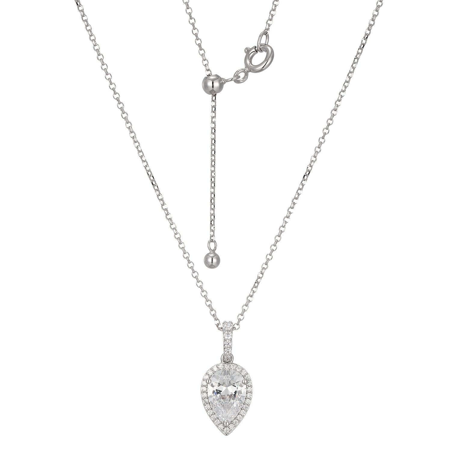 Reign Sterling Silver Pear Halo Necklace R3AXMX00ZZ