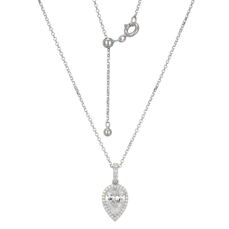 Reign Sterling Silver Pear Halo Necklace R3AXMX00ZZ