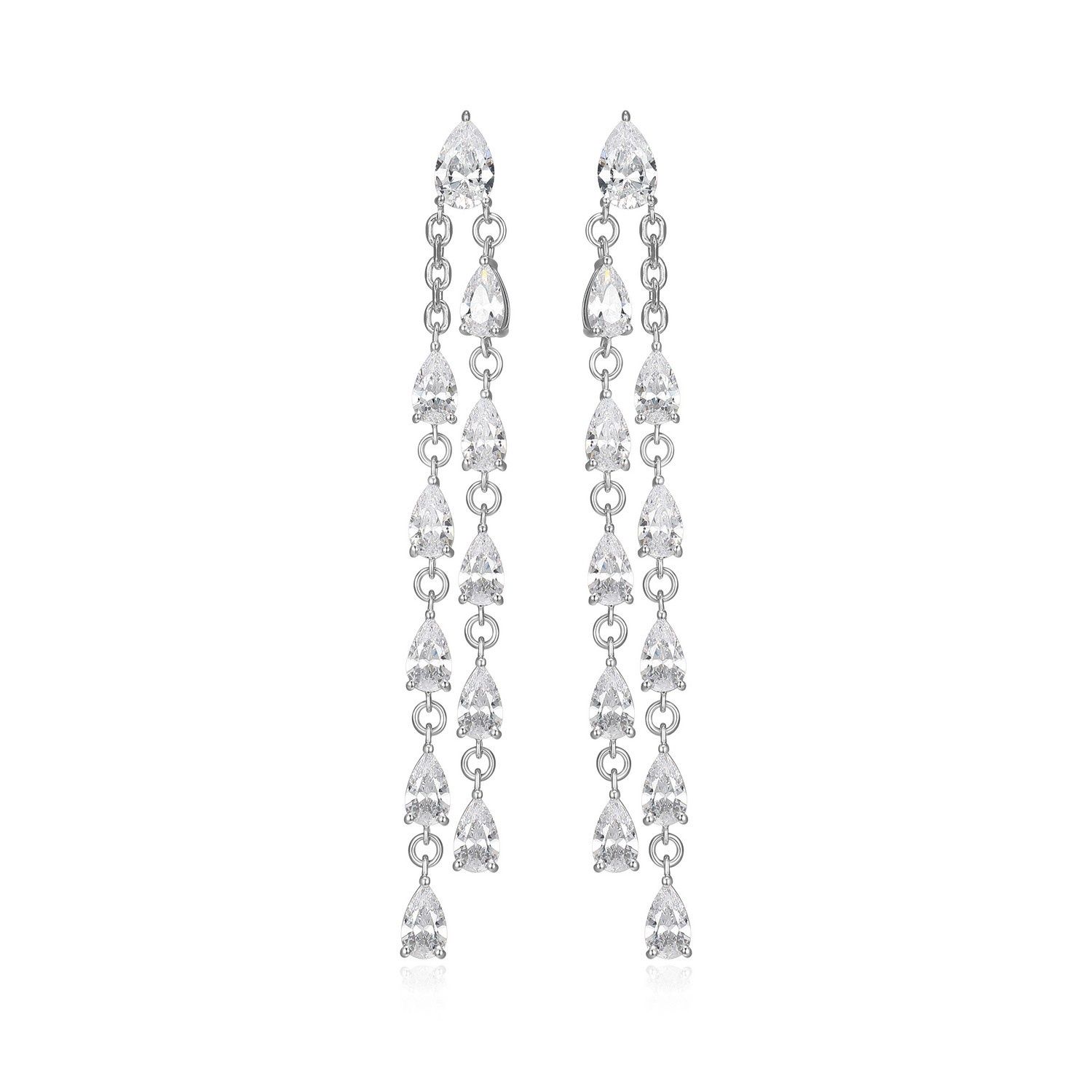 Reign Sterling Silver Pear Double Row Earrings R2AU5L0058