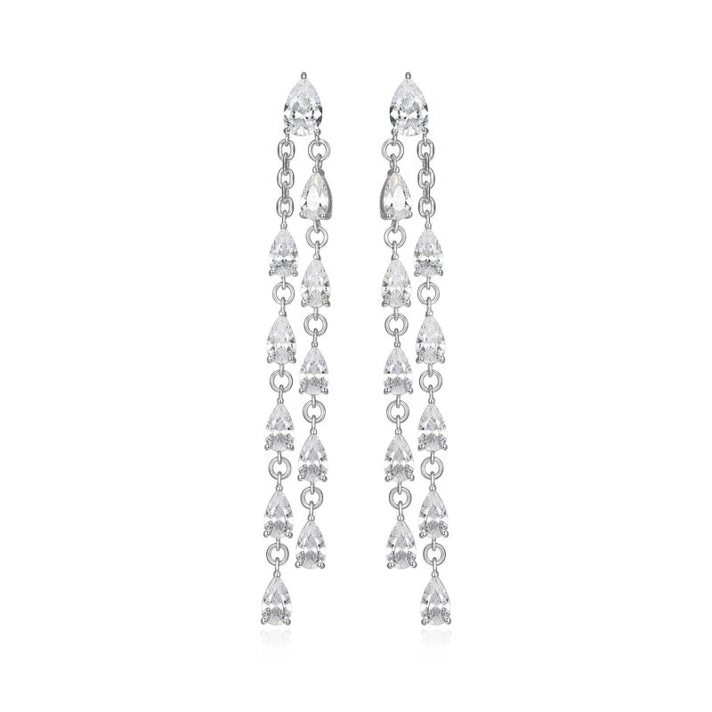 Reign Sterling Silver Pear Double Row Earrings R2AU5L0058