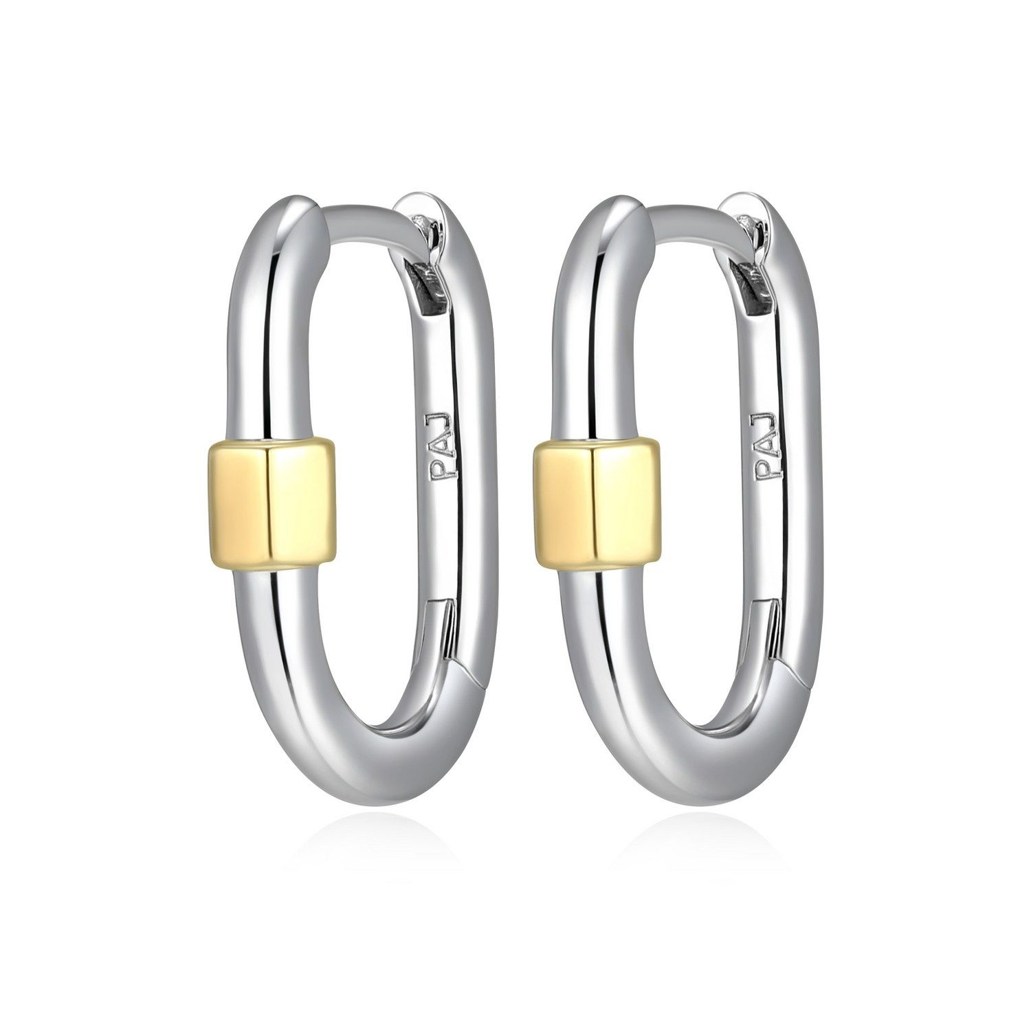Reign Sterling Silver Two-tone Carabiner Link Earrings R2ASTV9727