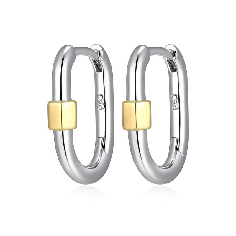 Reign Sterling Silver Two-tone Carabiner Link Earrings R2ASTV9727