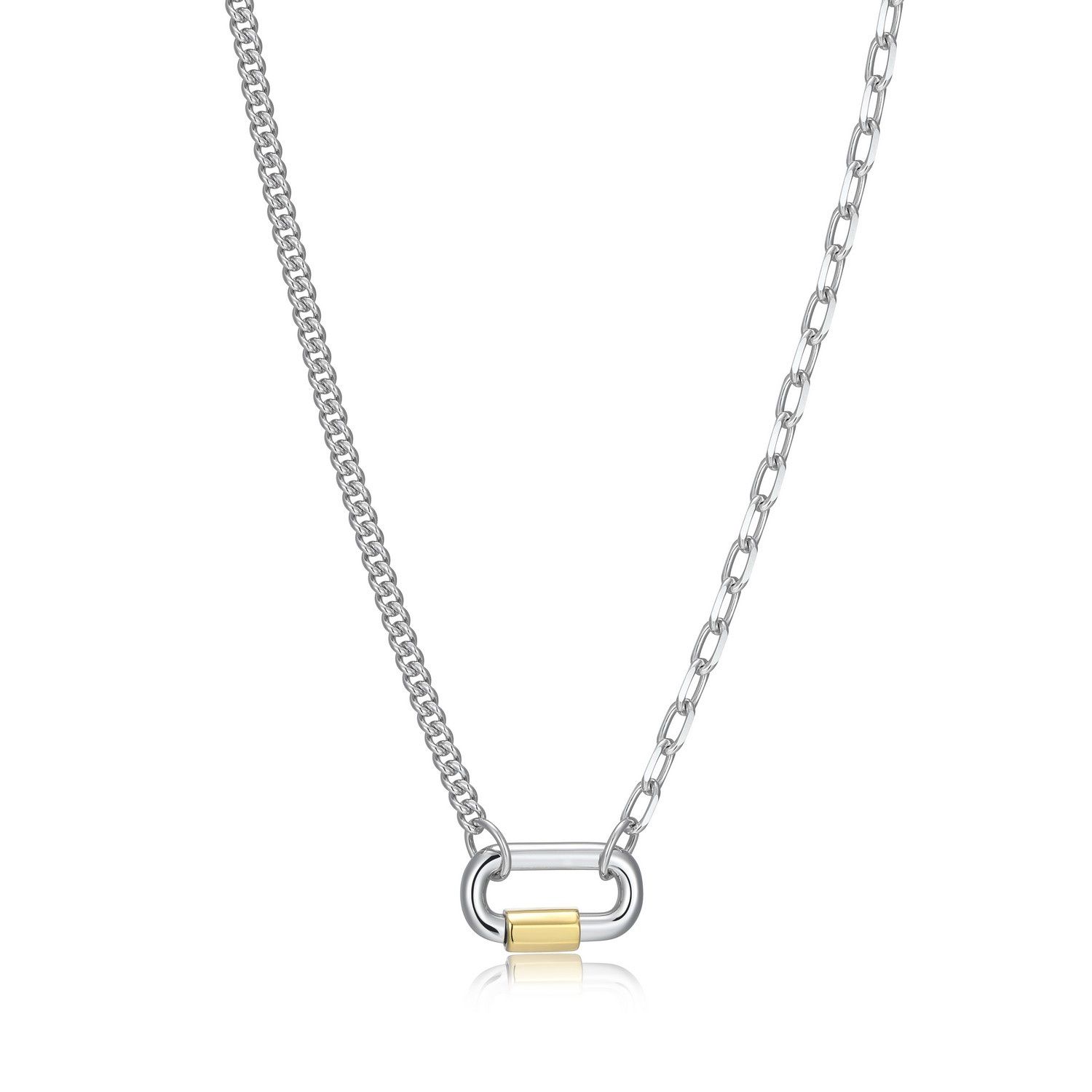 Reign Sterling Silver Two-tone Carabiner Link Necklace R0ADL6A079