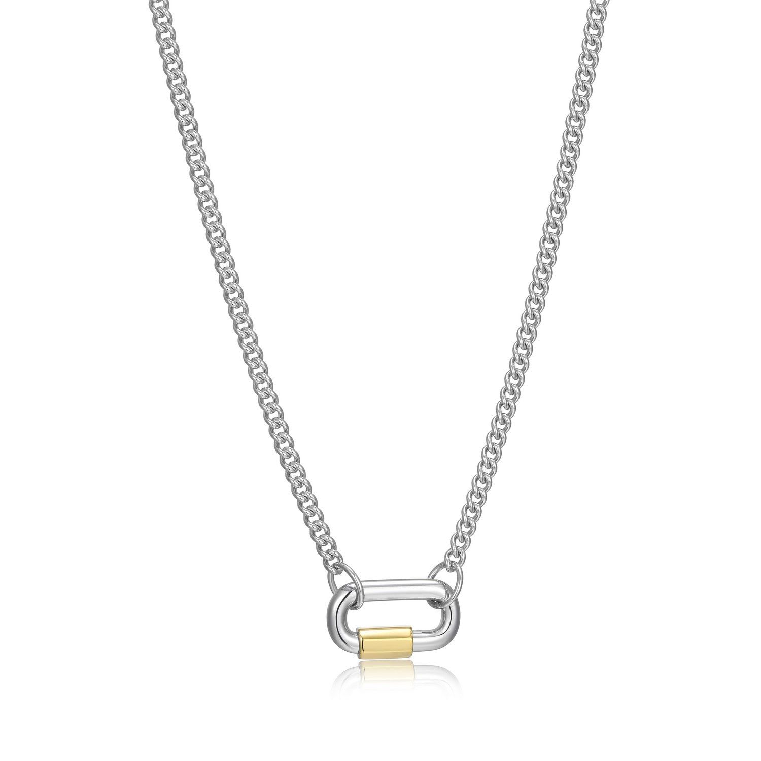 Reign Sterling Silver Two-tone Carabiner Link Necklace R0ADL5A07Z