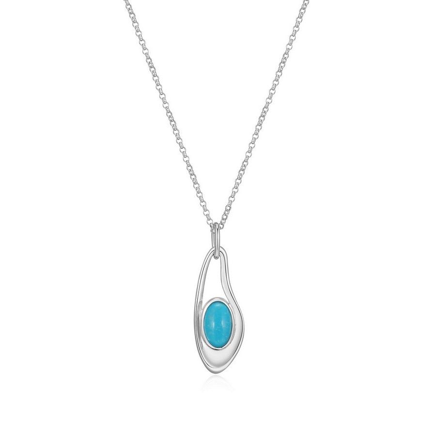 ELLE Sterling Silver Oasis Oval Turquoise Drop Necklace R0LC0QFV48