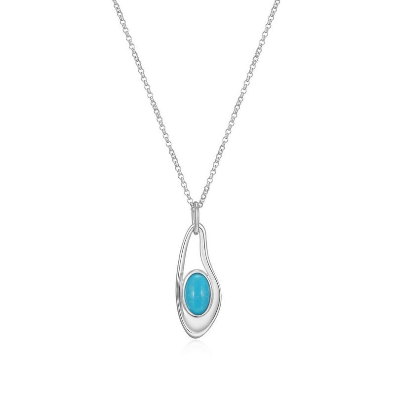 ELLE Sterling Silver Oasis Oval Turquoise Drop Necklace R0LC0QFV48