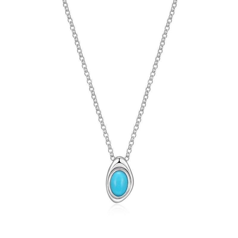 ELLE Sterling Silver Oasis Turquoise Oval Necklace R0LC0PFV46