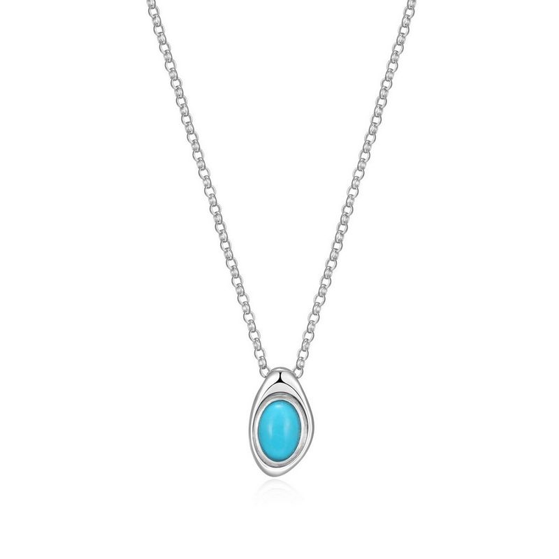 ELLE Sterling Silver Oasis Turquoise Oval Necklace R0LC0PFV46