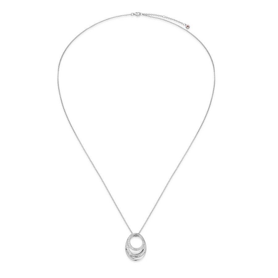 ELLE Sterling Silver Double Oval Swirl Necklace R0LC0N004L