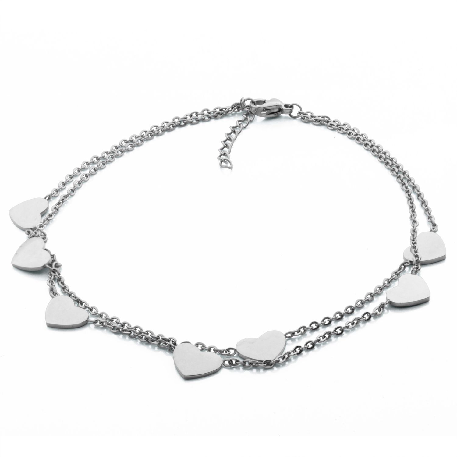 SteelX Anklet Stainless Steel - Double with Hearts T1X8960190
