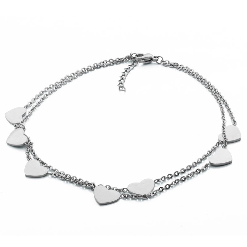 SteelX Anklet Stainless Steel - Double with Hearts T1X8960190