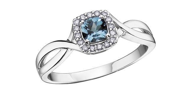 Corona Blue Topaz 10KW Gemstone Ring R51Y64