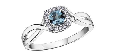 Corona Blue Topaz 10KW Gemstone Ring R51Y64